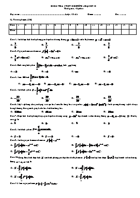 Bài kiểm tra 1 tiết Chương III môn Giải tích Khối 12