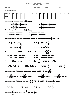 Bài kiểm tra 1 tiết Chương III môn Giải tích Lớp 12