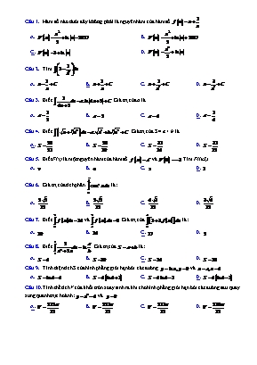 Bài kiểm tra 15 phút môn Giải tích Lớp 12