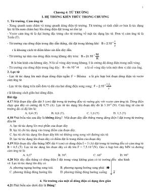 Bài tập luyện tập môn Vật lý Lớp 11 - Chương 4: Từ trường