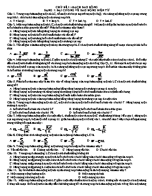 Bài tập luyện thi THPT Quốc gia môn Vật lý - Chủ đề 1: Mạch dao động