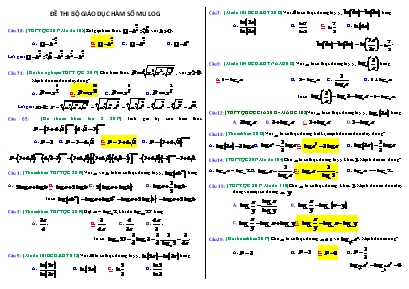 Bài tập ôn thi THPT Quốc gia môn Toán: Hàm số mũ - Hàm số logarit