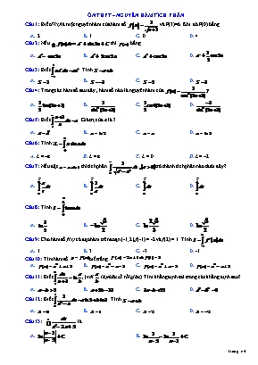 Bài tập ôn thi THPT Quốc gia môn Toán: Nguyên hàm tích phân