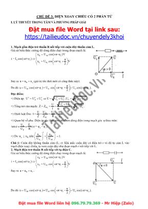 Bài tập ôn thi THPT Quốc gia môn Vật lý - Chủ đề 3: Điện xoay chiều có 2 phần tử