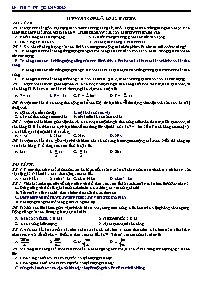 Bài tập ôn thi THPT Quốc gia môn Vật lý: Con lắc lò xo (Tiếp theo) - Năm học 2019-2020