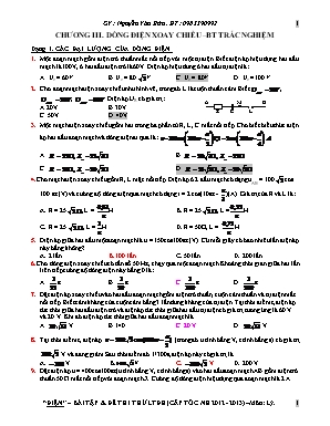 Bài tập trắc nghiệm Chương 3 môn Vật lý Lớp 12 - Nguyễn Văn Bửu