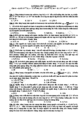 Bài tập Vật lý Lớp 12: Lượng tử ánh sáng - Nguyễn Văn Dân