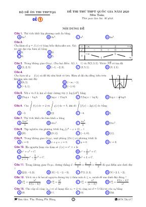 Bộ đề ôn thi THPT Quốc gia môn Toán năm 2020 - Hoàng Phi Hùng (Có đáp án)