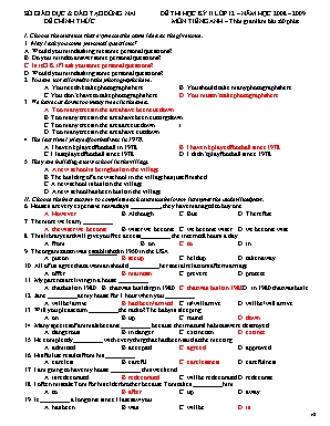 Bộ đề thi học kỳ II môn Tiếng Anh Lớp 12 - Sở giáo dục và đào tạo Đồng Nai (Có đáp án)