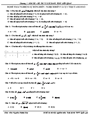 Bộ đề trắc nghiệm Giải tích Lớp 12 - Chương I: Sự đồng biến – Nghịch biến và cực trị của hàm số - Nguyễn Khánh Duy