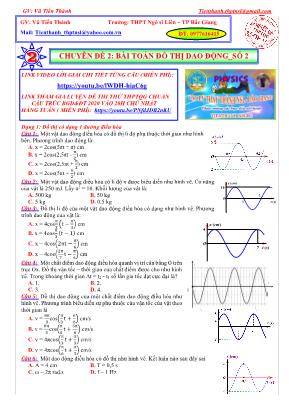 Chuyên đề bài tập Vật lý Lớp 11 - Chuyên đề 2: Bài toán đồ thị dao động - Số 2 - Vũ Tiến Thành