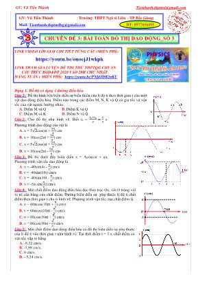 Chuyên đề bài tập Vật lý Lớp 11 - Chuyên đề 3: Bài toán đồ thị dao động - Số 3 - Vũ Tiến Thành
