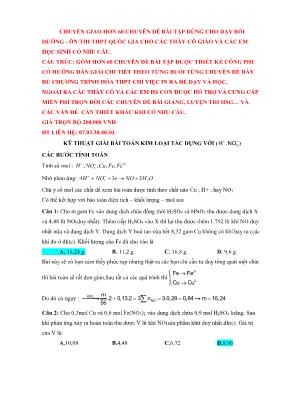 Chuyên đề Hóa học 10: Kỹ thuật giải bài toán kim loại tác dụng với (H+; NO3)