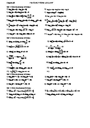 Chuyên đề luyện thi THPT môn Toán: Phương trình logarit