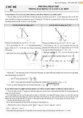 Chuyên đề luyện thi THPT Quốc gia môn Vật lý - Chủ đề 11: Phương pháp thế trong dao động của con lắc đơn - Bùi Xuân Dương