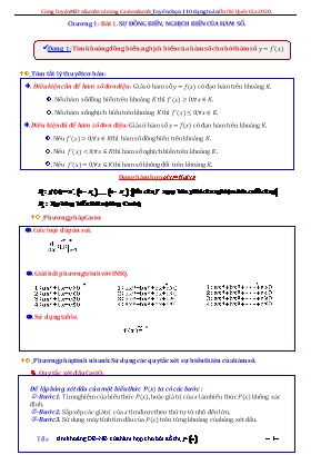 Chuyên đề ôn thi THPT Quốc gia môn Toán - Chương 1 - Bài 1: Sự đồng biến, nghịch biến của hàm số