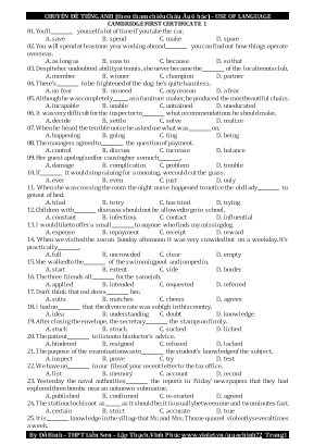 Chuyên đề tự học Tiếng Anh (Theo tham chiếu Châu Âu 6 bậc) - Use of language - Đỗ Bình