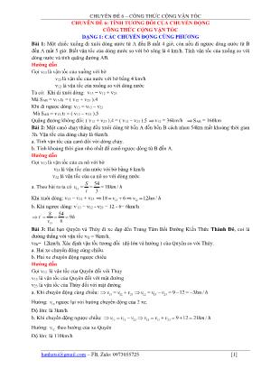 Chuyên đề Vật lý Lớp 10: Công thức cộng vận tốc - Dạng 1: Các chuyển động cùng phương