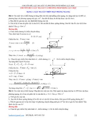 Chuyên đề Vật lý Lớp 10: Lực ma sát và phương pháp động lực học - Dạng 1: Lực ma sát trên mặt phẳng ngang
