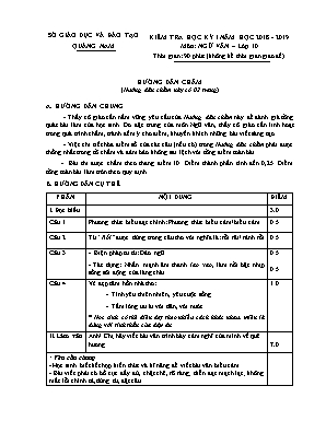 Đáp án đề kiểm tra học kì I môn Ngữ văn Lớp 10 - Năm học 2018-2019 - Sở giáo dục và đào tạo Quảng Nam