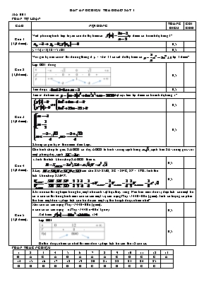 Đáp án đề kiểm tra khảo sát lần 1 môn Toán Lớp 12 - Năm học 2019-2020 - Trường THPT Lý Thánh Tông