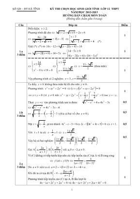 Đáp án đề thi chọn học sinh giỏi cấp tỉnh môn Toán Lớp 12 - Năm học 2012-2013 - Sở giáo dục và đào tạo Hà Tĩnh