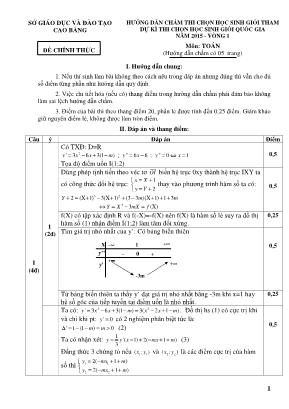 Đáp án đề thi chọn học sinh giỏi tham dự kì thi chọn học sinh giỏi Quốc gia môn Toán năm 2015 - Vòng 1 - Sở giáo dục và đào tạo Cao Bằng