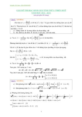 Đáp án đề thi học sinh giỏi môn Toán Lớp 12 - Năm học 2018-2019 - Sở giáo dục và đào tạo tỉnh Thừa Thiên Huế