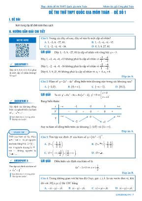 Đáp án đề thi THPT Quốc gia môn Toán - Đề số 1 - Nhà sách giáo dục Lovebook