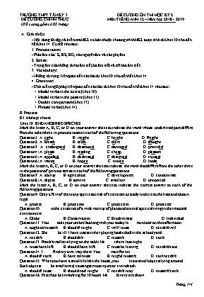 Đề cương ôn thi học kỳ II môn Tiếng Anh Lớp 12 - Năm học 2018-2019 - Trường THPT Tân Kỳ 3