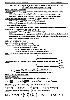 Đề cương ôn thi THPT Quốc gia môn Toán năm 2018 - Chủ đề 1: Ứng dụng đạo hàm để khảo sát và vẽ đồ thị hàm số - Trường THPT Hải An