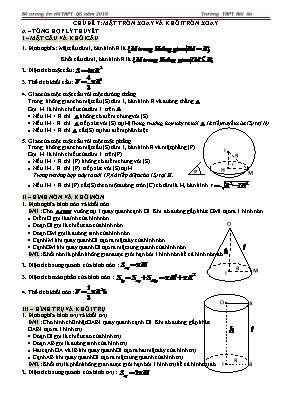 Đề cương ôn thi THPT Quốc gia môn Toán năm 2018 - Chủ đề 7: Mặt tròn xoay và khối tròn xoay - Trường THPT Hải An