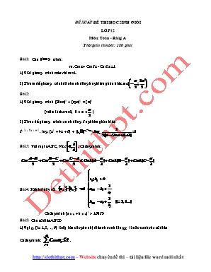 Đề đề xuất thi học sinh giỏi môn Toán Lớp 12 (Có đáp án)