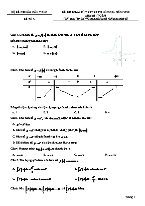 Đề dự đoán kì thi THPT Quốc gia môn Toán năm 2020 - Đề số 3 (Có đáp án)