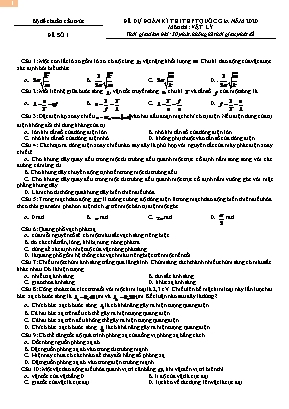 Đề dự đoán kỳ thi THPT Quốc gia môn Vật lý năm 2020 - Đề số 1 (Có đáp án)