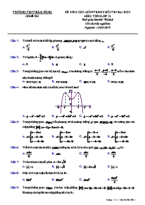 Đề khảo sát chất lượng các môn theo khối thi Đại học môn Toán Lớp 12 - Mã đề 061 - Trường THPT Hàm Rồng (Có đáp án)