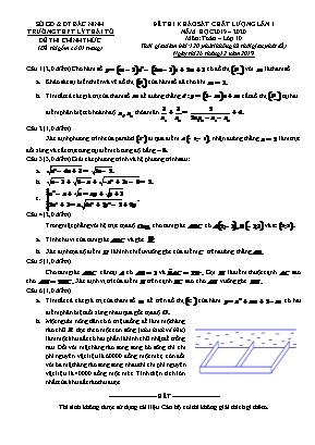 Đề khảo sát chất lượng lần 1 môn Toán Lớp 10 - Năm học 2019-2020 - Trường THPT Lý Thái Tổ (Có đáp án)