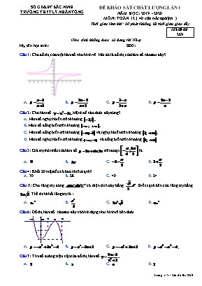 Đề khảo sát chất lượng lần 1 môn Toán Lớp 12 - Mã đề 269 - Năm học 2019-2020 - Trường THPT Lý Nhân Tông