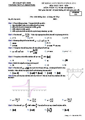 Đề khảo sát chất lượng lần 1 môn Toán Lớp 12 - Mã đề 271 - Năm học 2019-2020 - Trường THPT Lý Nhân Tông