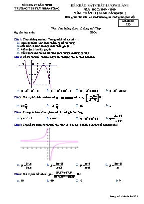 Đề khảo sát chất lượng lần 1 môn Toán Lớp 12 - Mã đề 273 - Năm học 2019-2020 - Trường THPT Lý Nhân Tông