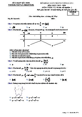 Đề khảo sát chất lượng lần 1 môn Toán Lớp 12 - Mã đề 274 - Năm học 2019-2020 - Trường THPT Lý Nhân Tông