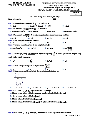 Đề khảo sát chất lượng lần 1 môn Toán Lớp 12 - Mã đề 275 - Năm học 2019-2020 - Trường THPT Lý Nhân Tông