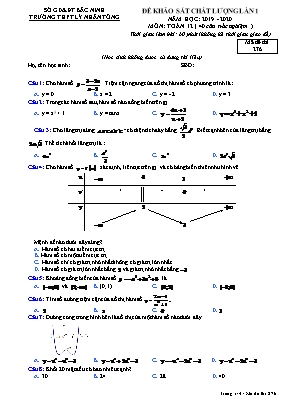 Đề khảo sát chất lượng lần 1 môn Toán Lớp 12 - Mã đề 276 - Năm học 2019-2020 - Trường THPT Lý Nhân Tông