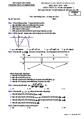 Đề khảo sát chất lượng lần 1 môn Toán Lớp 12 - Mã đề 278 - Năm học 2019-2020 - Trường THPT Lý Nhân Tông