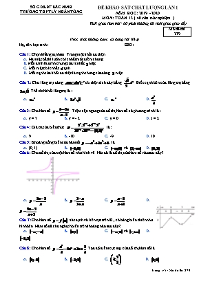 Đề khảo sát chất lượng lần 1 môn Toán Lớp 12 - Mã đề 279 - Năm học 2019-2020 - Trường THPT Lý Nhân Tông