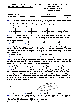Đề khảo sát chất lượng lần 1 môn Toán Lớp 12 năm 2019 - Trường THPT Hùng Thắng