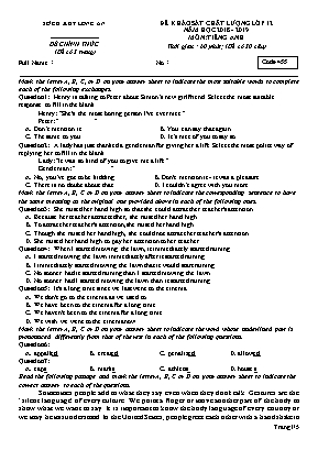 Đề khảo sát chất lượng môn Tiếng Anh Lớp 12 - Mã đề 455 - Năm học 2018-2019 - Sở giáo dục và đào tạo Long An
