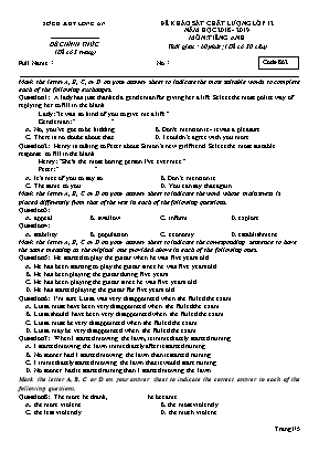 Đề khảo sát chất lượng môn Tiếng Anh Lớp 12 - Mã đề 862 - Năm học 2018-2019 - Sở giáo dục và đào tạo Long An