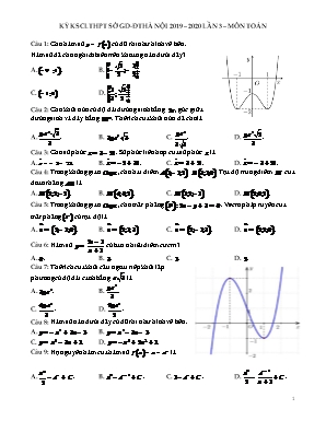 Đề khảo sát chất lượng môn Toán Lớp 12 lần 3 - Năm học 2019-2020 - Sở giáo dục và đào tạo Hà Nội (Có đáp án)