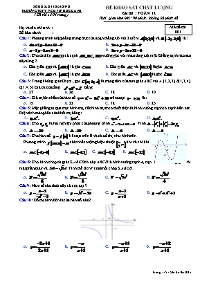 Đề khảo sát chất lượng môn Toán Lớp 12 - Mã đề 001 - Trường THPT Nguyễn Đức Cảnh (Có đáp án)